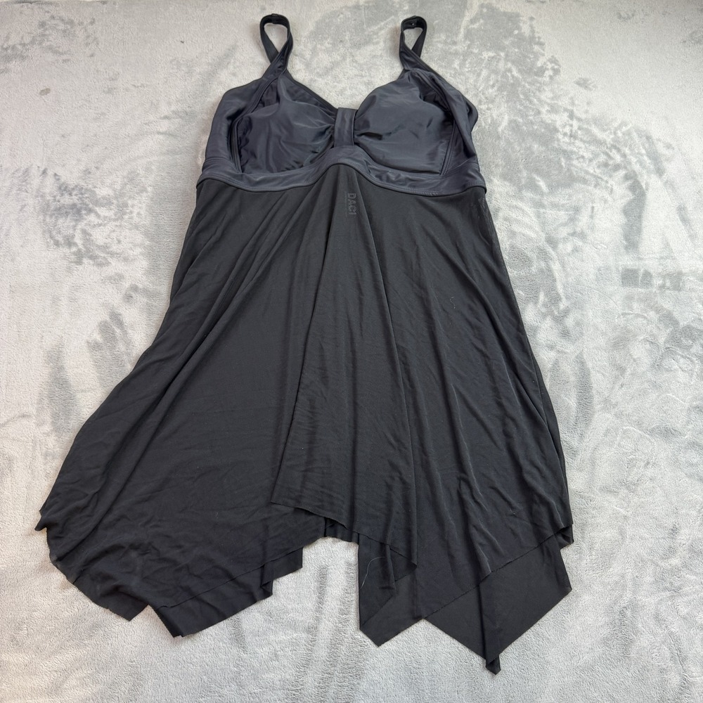 Daci Swimdress Womens 16W Black Asymmetrical‎ Hem Swimsuit Plus Size Swimwear